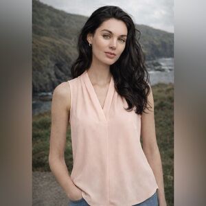 Calvin Klein Blush Sleeveless Blouse | Inverted Pleat | XL
